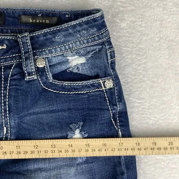 Miss Me Jean Shorts Womens Heaven Mid Short Cut Off Blue‎ Size 28 - Picture 4 of 12